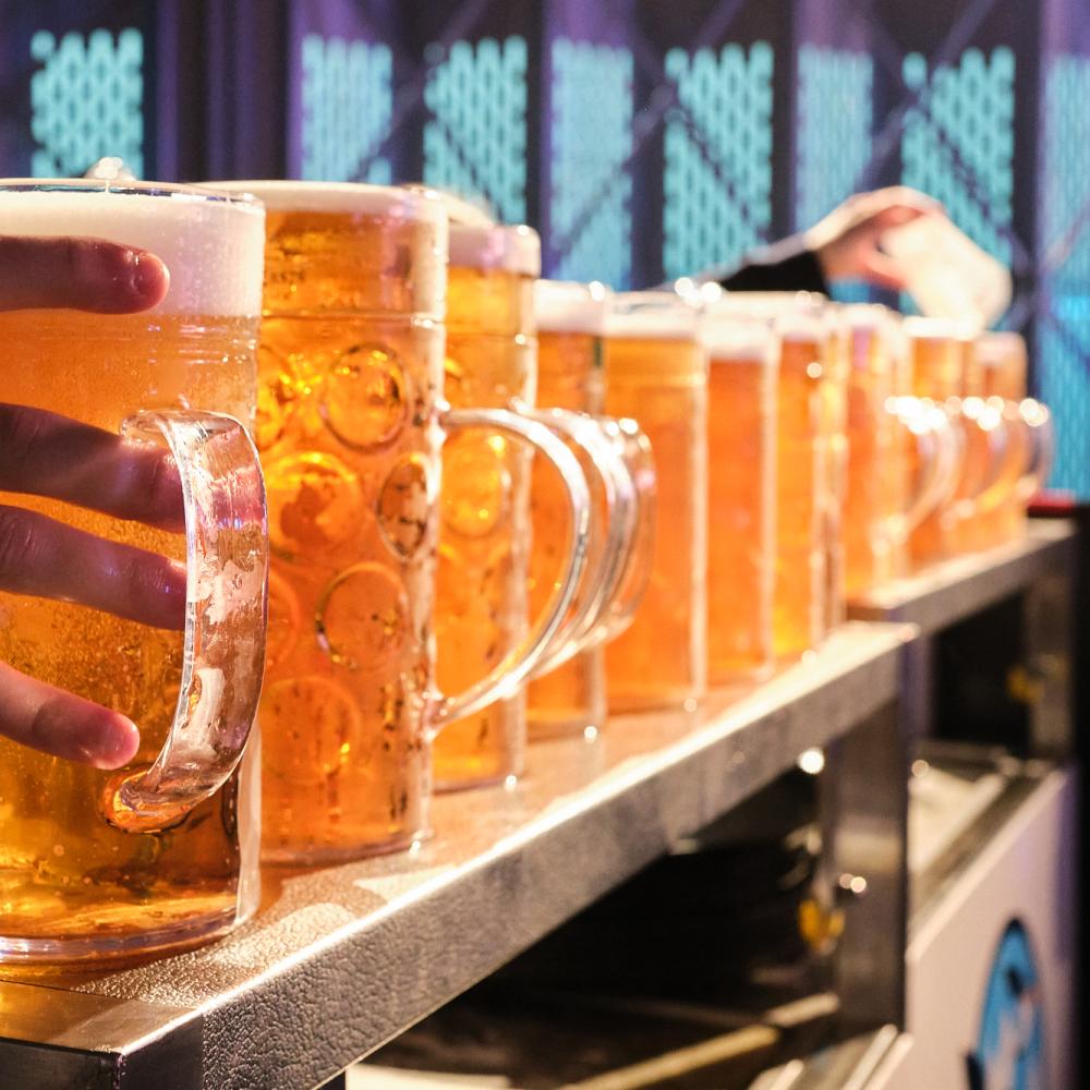 Beers on a shelf at Oktoberfest