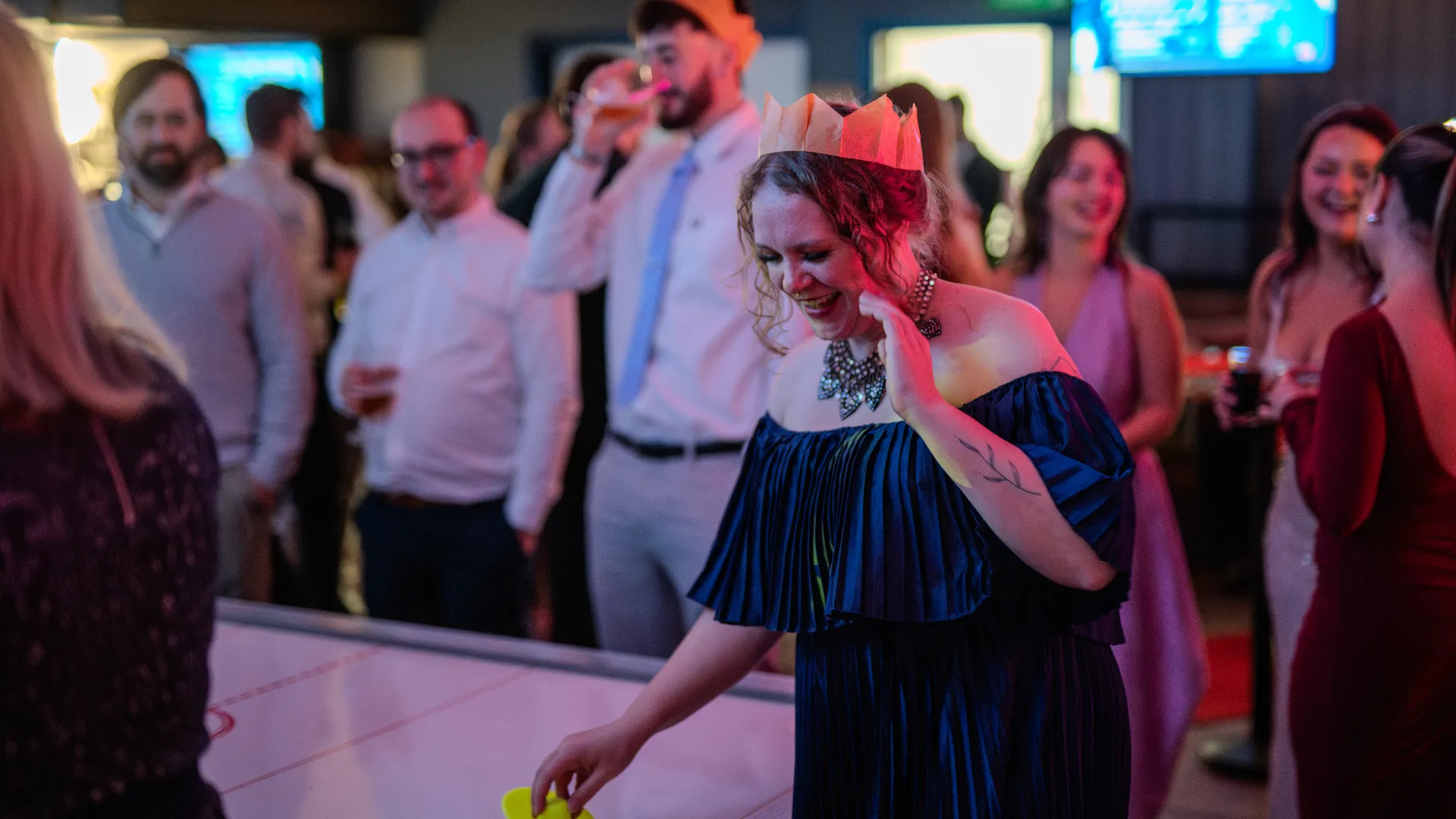 Christmas party go-ers at the Amex